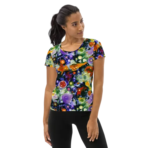 Molten Bloom on a Women's Athletic T-Shirt