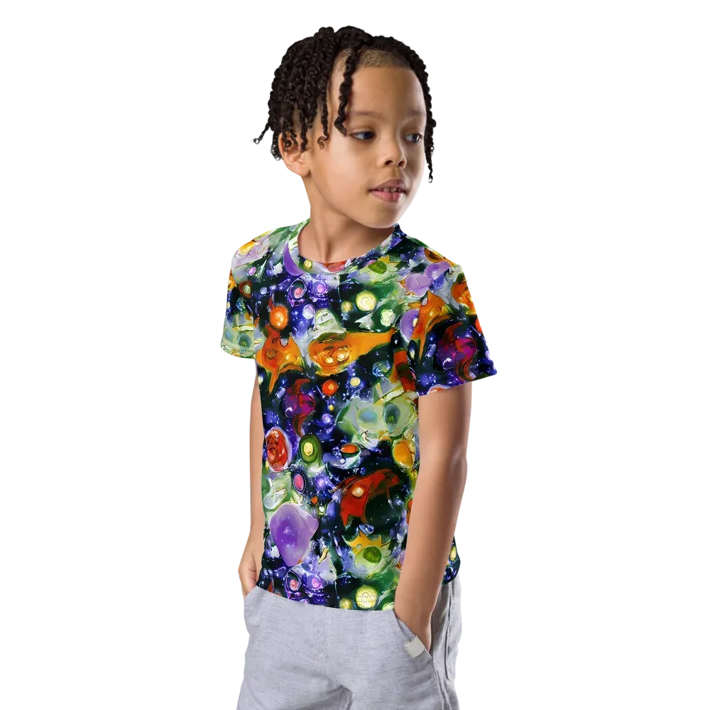 Molten Bloom on Kids Crew Neck T-Shirt — Left Front