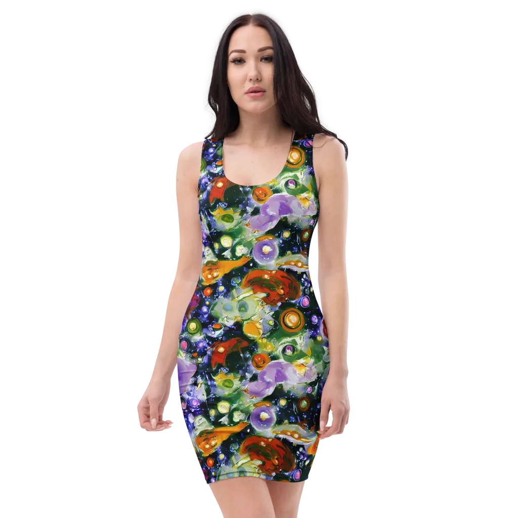 Molten Bloom on Bodycon Dress — Front