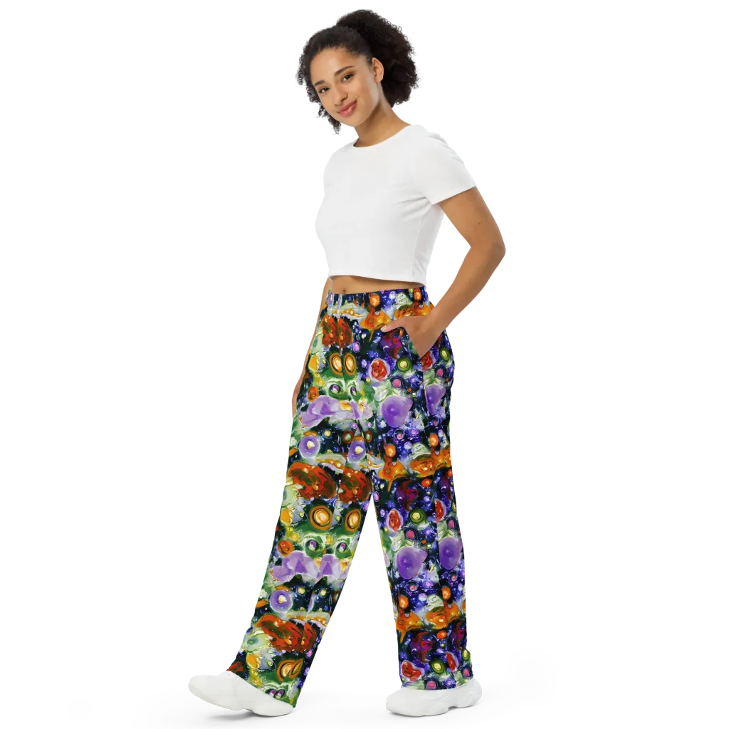 Molten Bloom on Wide-Leg Pants — Left Front
