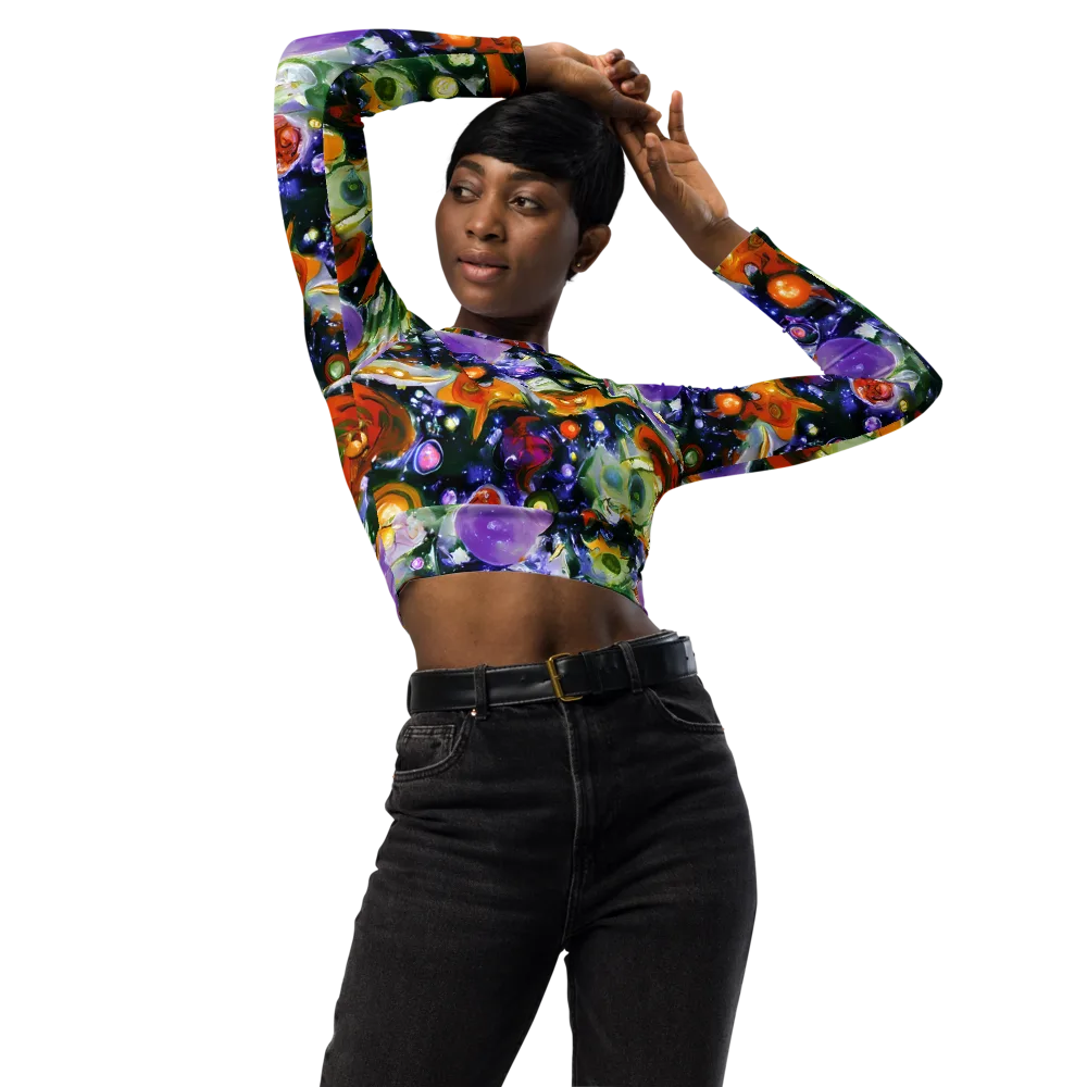 Molten Bloom on Long Sleeve Crop Top — Front