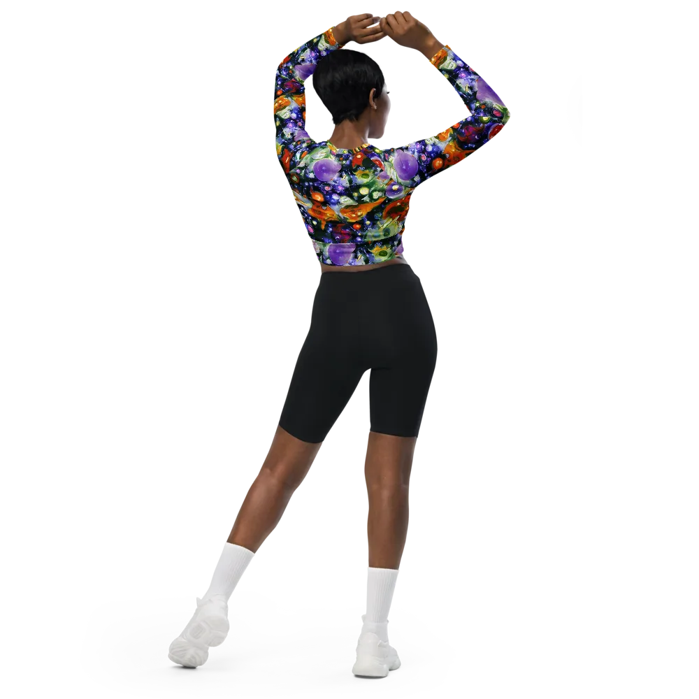 Molten Bloom on Long Sleeve Crop Top — Back