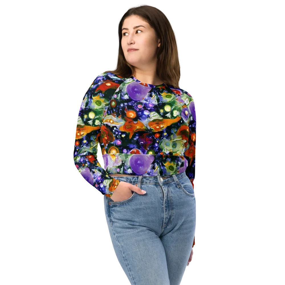 Molten Bloom on Long Sleeve Crop Top — Front