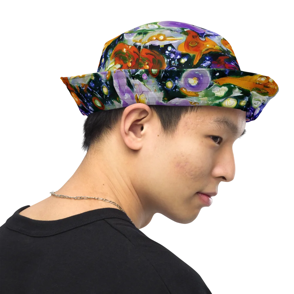 Molten Bloom on Reversible Bucket Hat — Right Outside