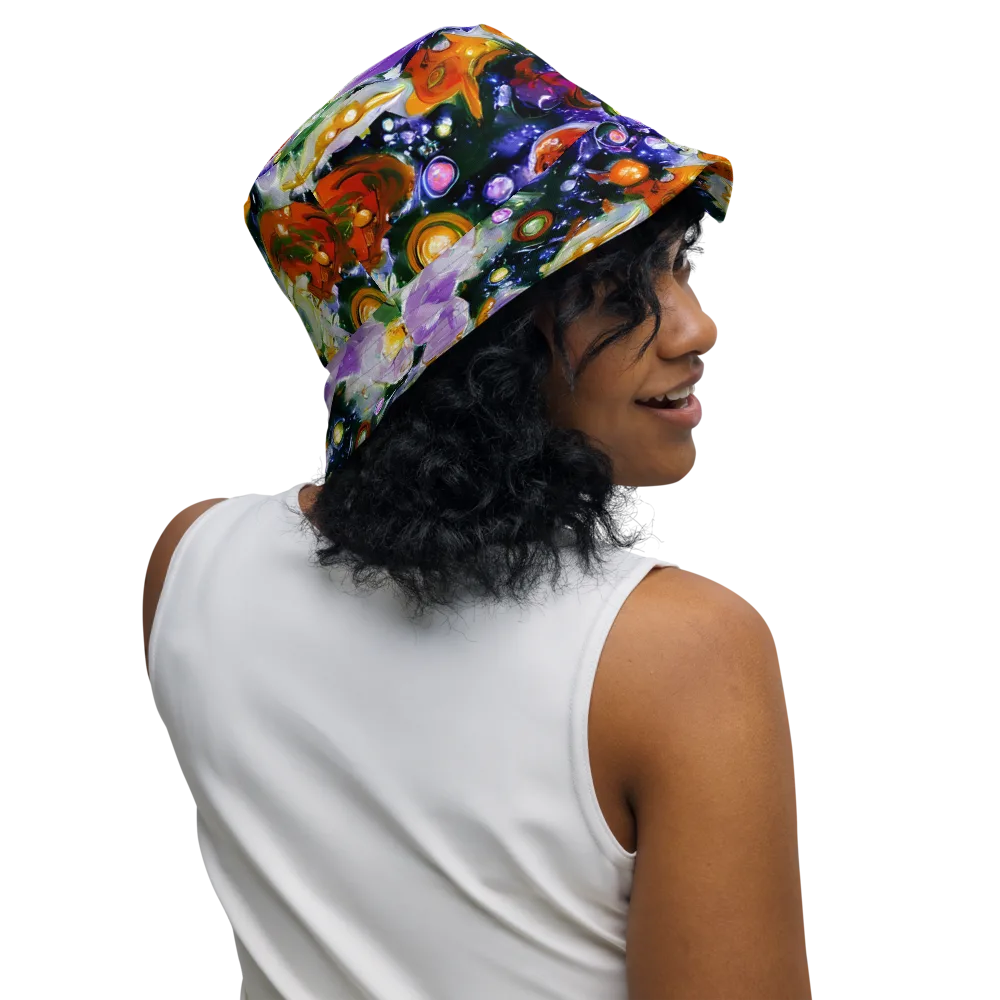Molten Bloom on Reversible Bucket Hat — Right Outside