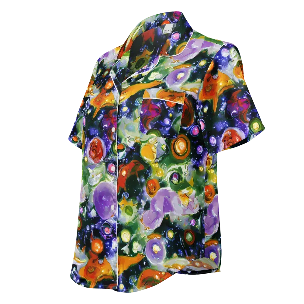 Molten Bloom on Women's Short Sleeve Pajama Top — Left Front