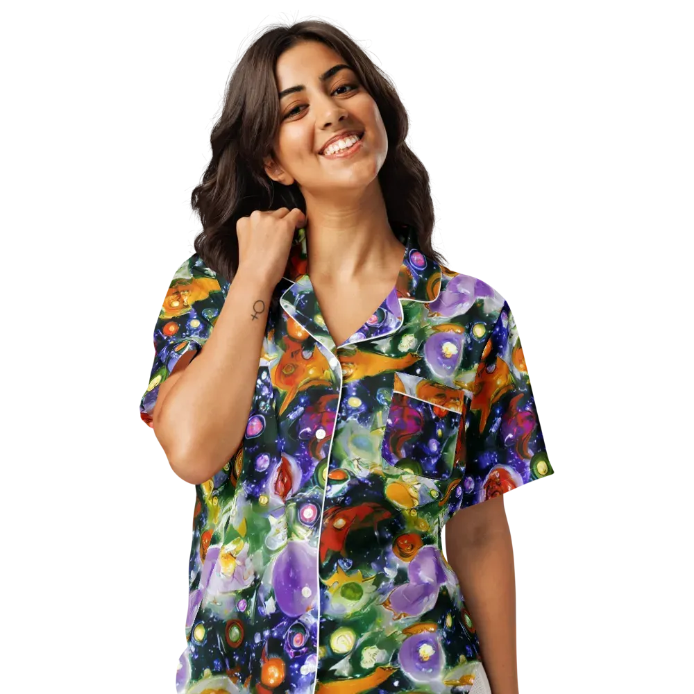 Molten Bloom on Women's Short Sleeve Pajama Top — Front