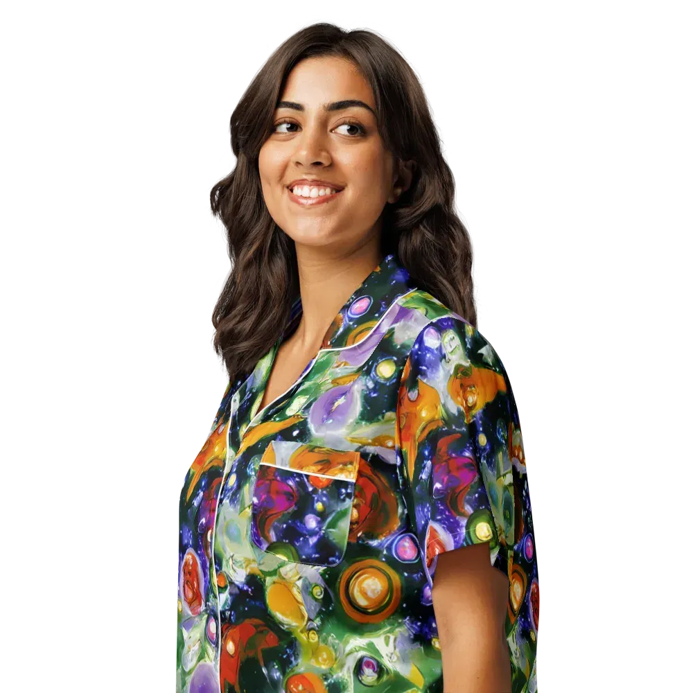 Molten Bloom on Women's Short Sleeve Pajama Top — Left Front