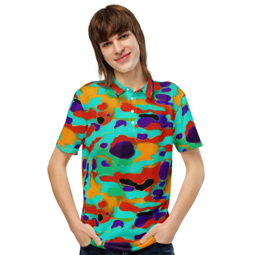 Prismatic Spill on a Men's Slim Fit Polo Shirt