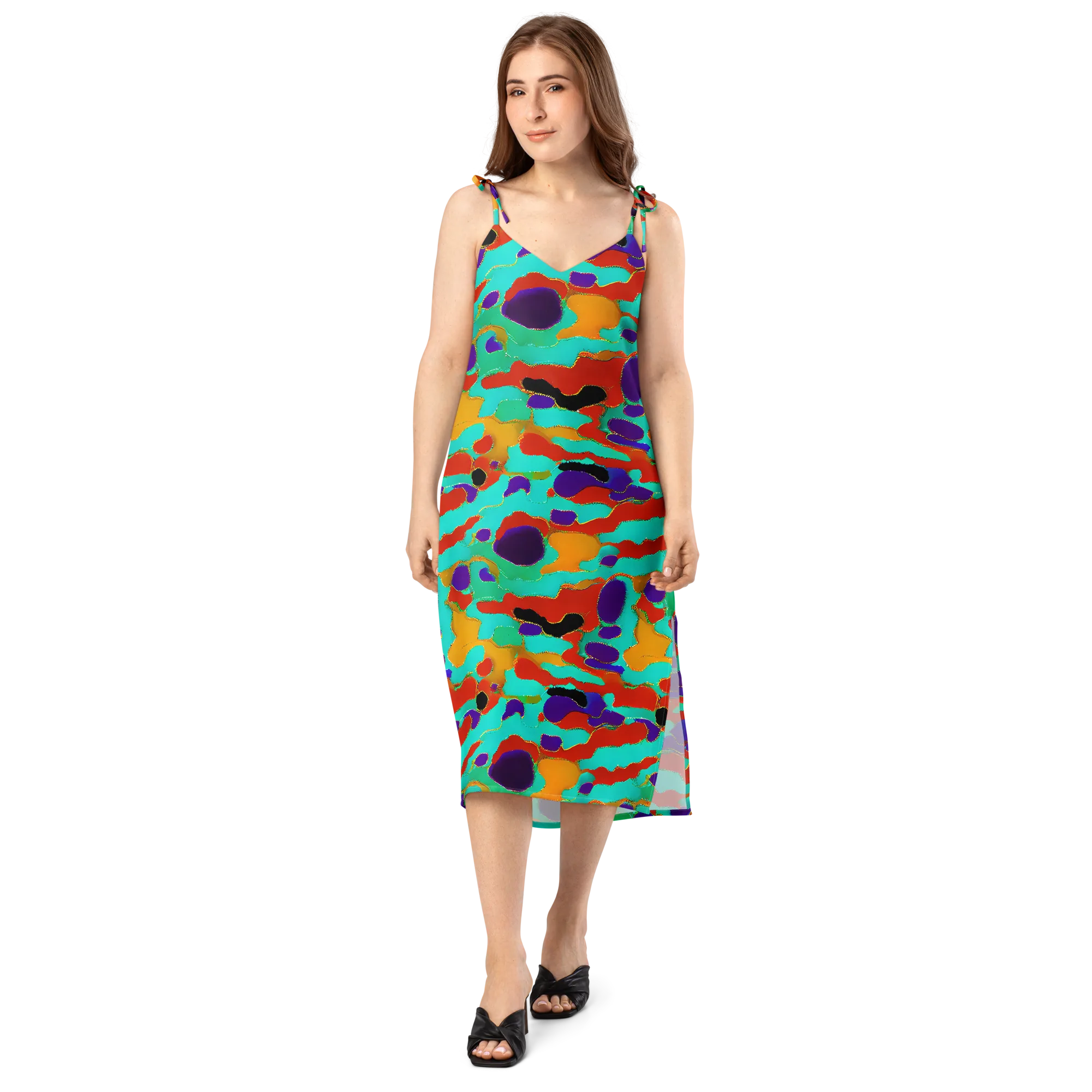 Prismatic Spill on Slip Dress — Front