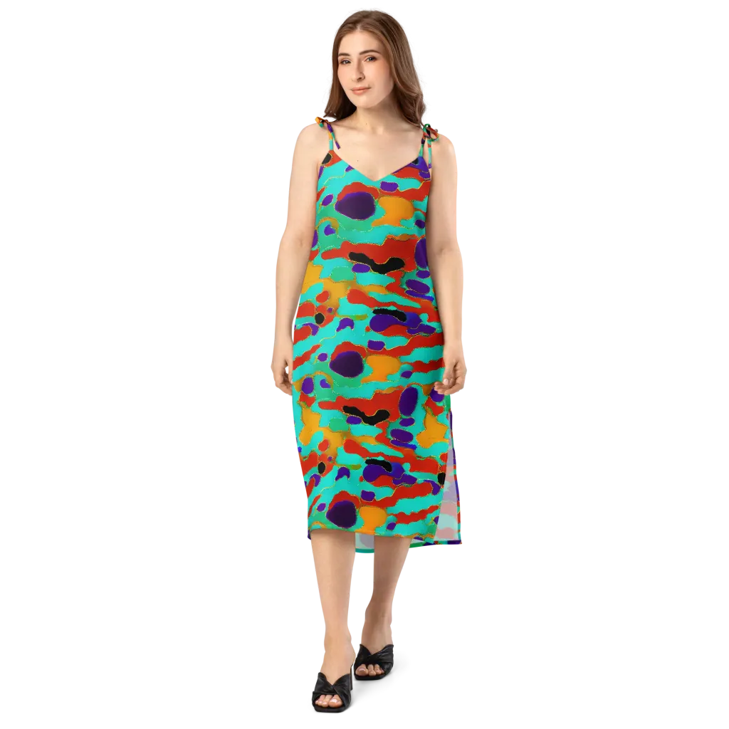 Prismatic Spill on Slip Dress — Front