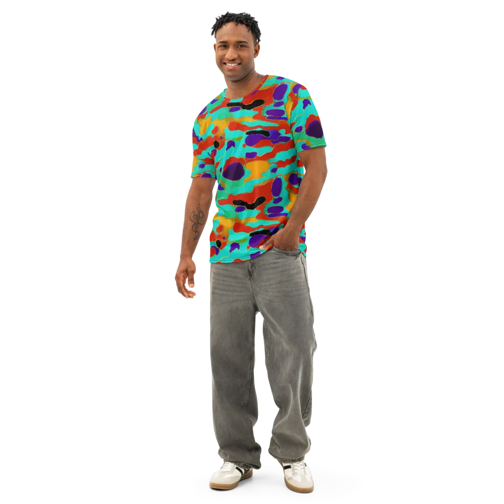 Prismatic Spill on Men's Cotton Crew Neck T-Shirt — Front