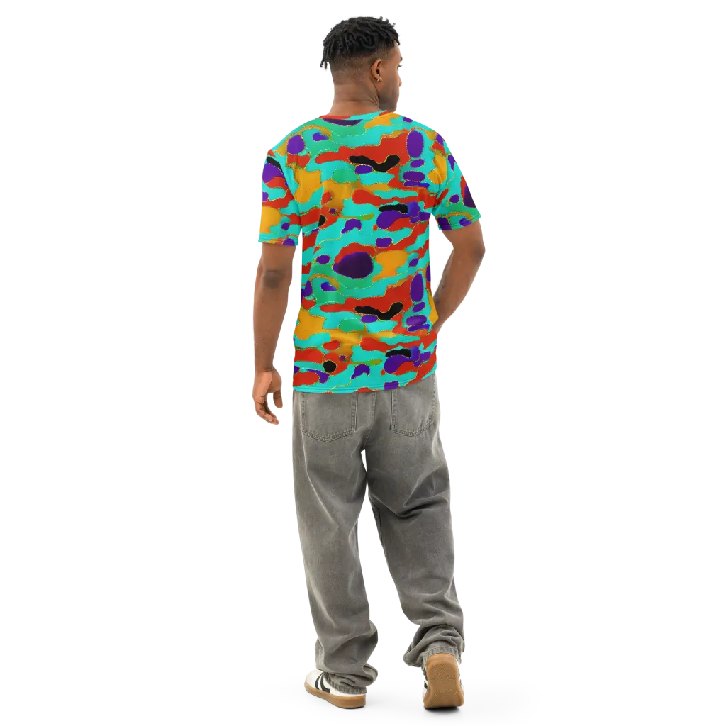 Prismatic Spill on Men's Cotton Crew Neck T-Shirt — Back