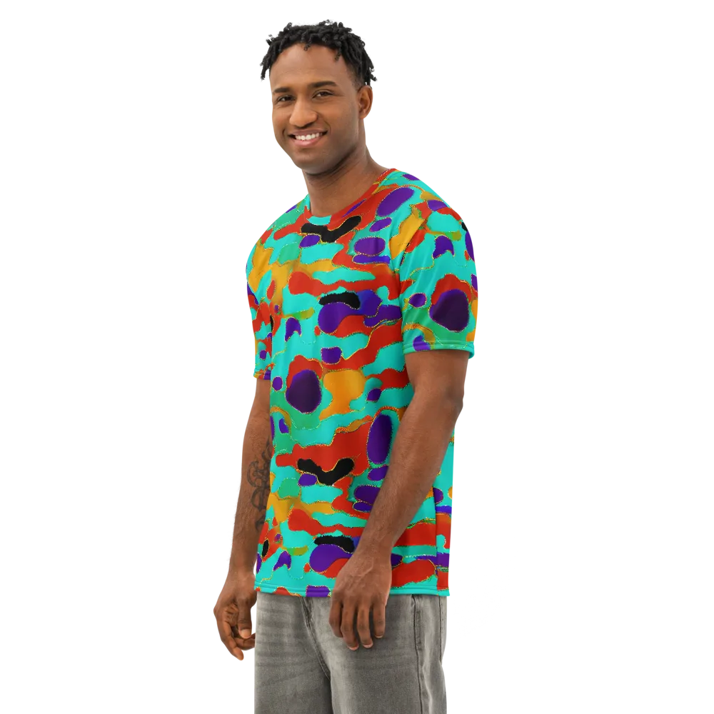Prismatic Spill on Men's Cotton Crew Neck T-Shirt — Left Front