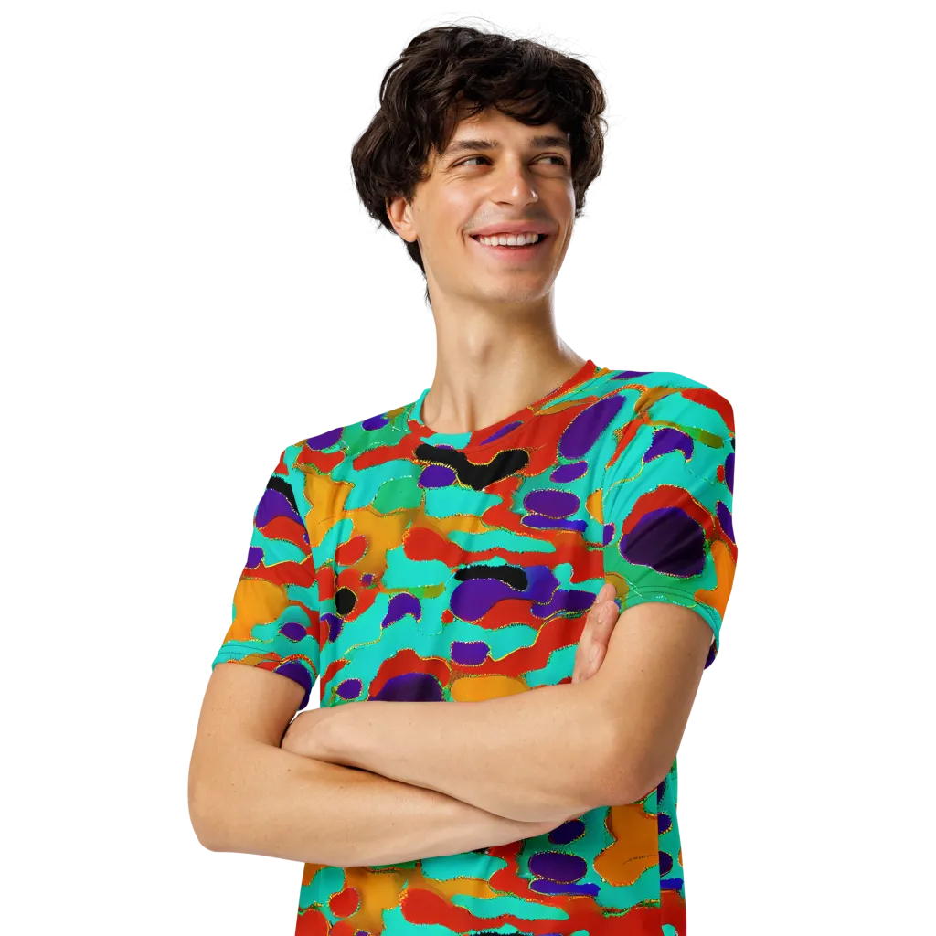 Prismatic Spill on Men's Crew Neck T-Shirt — Left Front