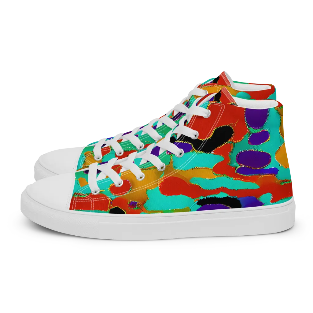 Prismatic Spill on Men's High Top Canvas Shoes — Left