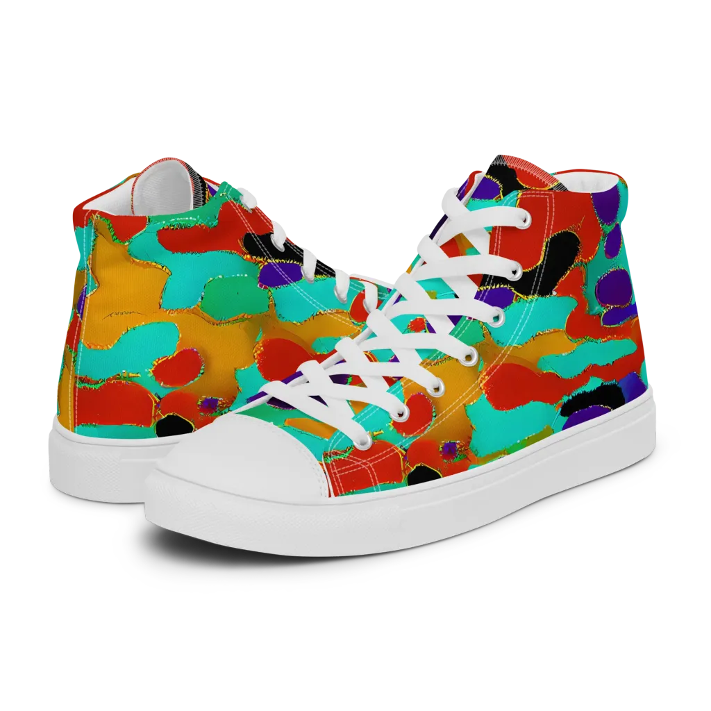 Prismatic Spill on Men's High Top Canvas Shoes — Left