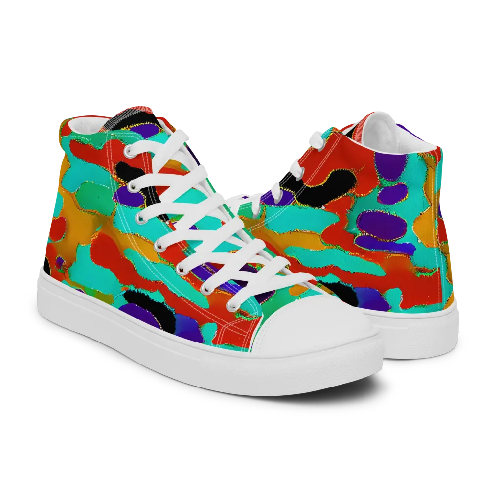 Prismatic Spill on Men's High Top Canvas Shoes — Right