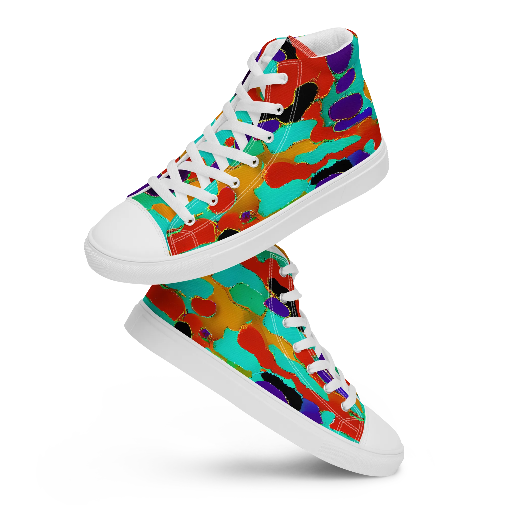 Prismatic Spill on Men's High Top Canvas Shoes — Front