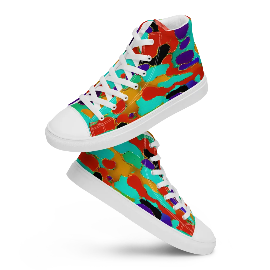 Prismatic Spill on Men's High Top Canvas Shoes — Front