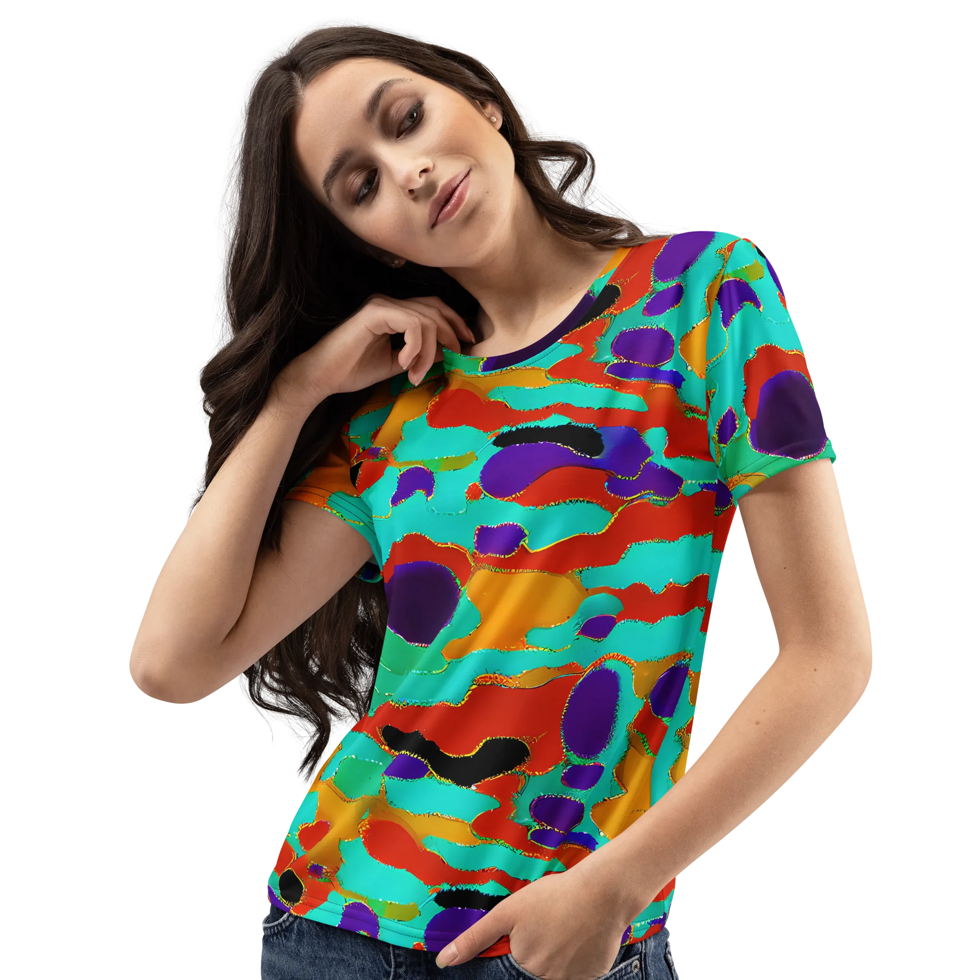 Prismatic Spill on Women's Crew Neck T-Shirt — Left Front