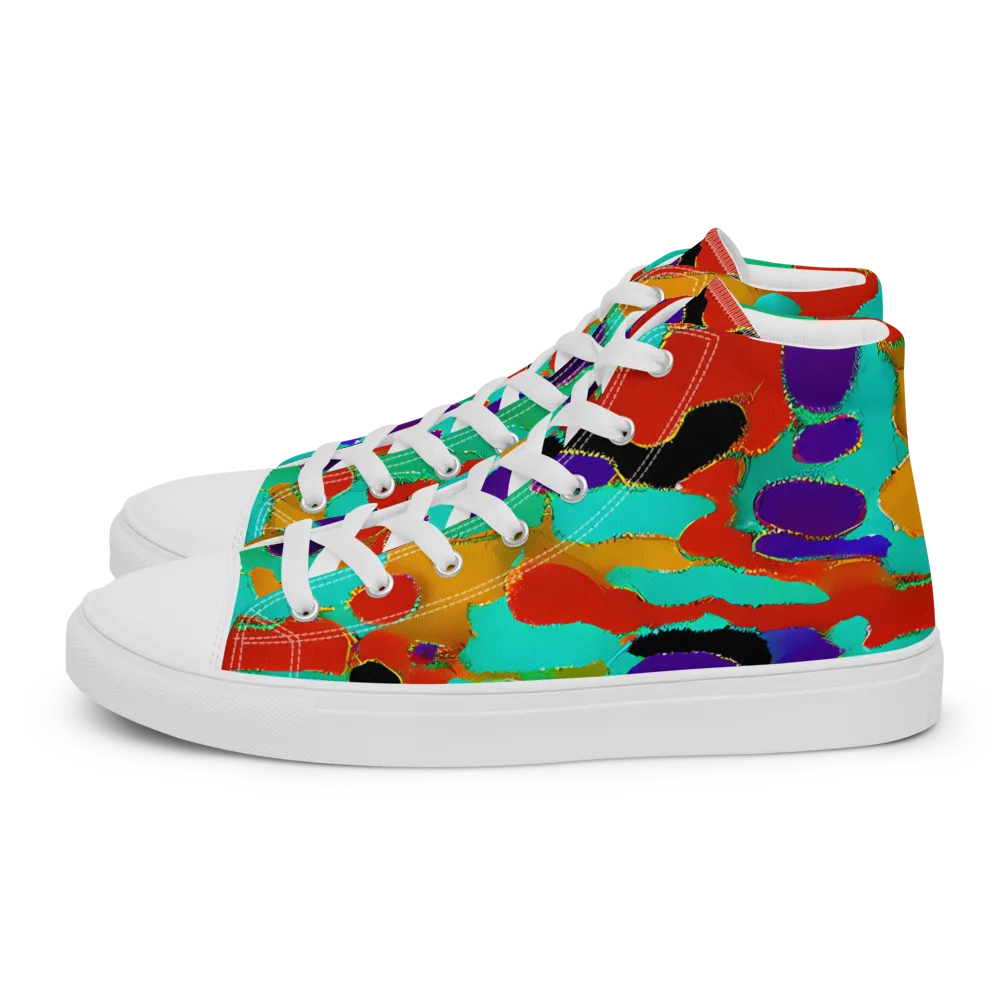 Prismatic Spill on Women's High Top Canvas Shoes — Left