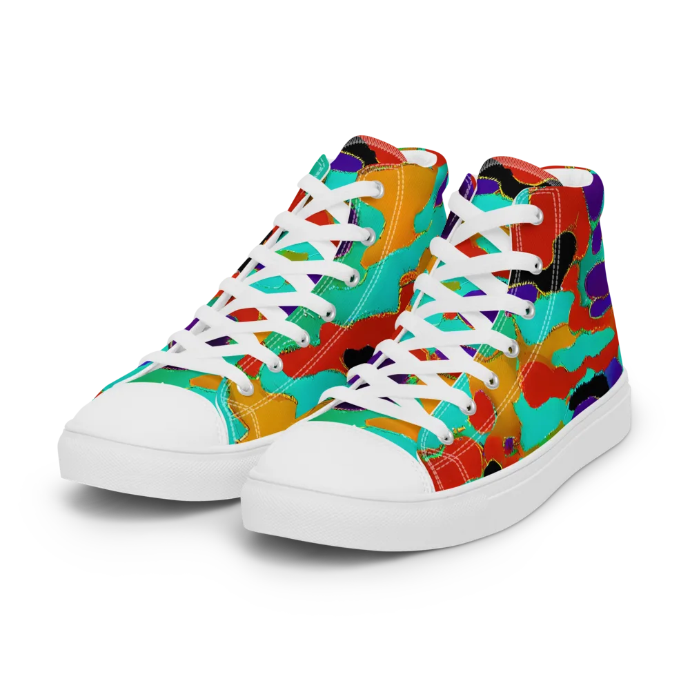 Prismatic Spill on Women's High Top Canvas Shoes — Left Front