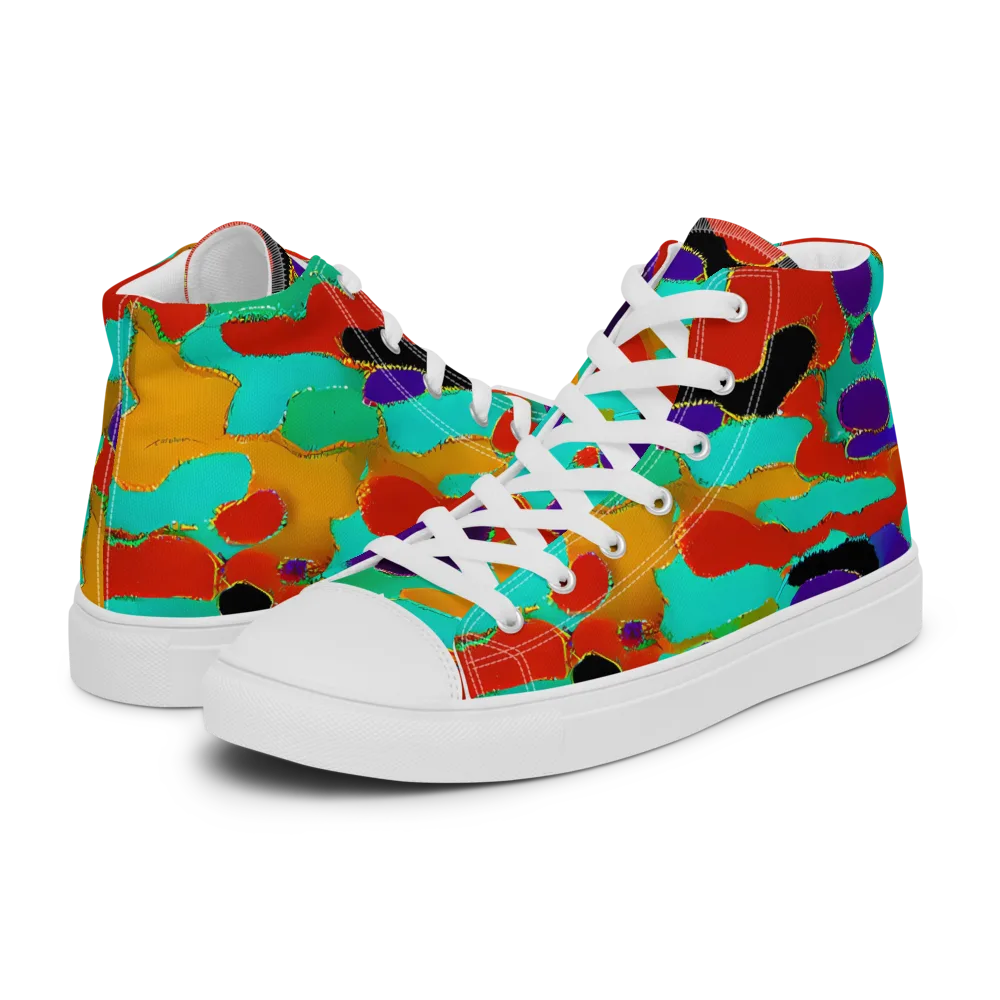 Prismatic Spill on Women's High Top Canvas Shoes — Left