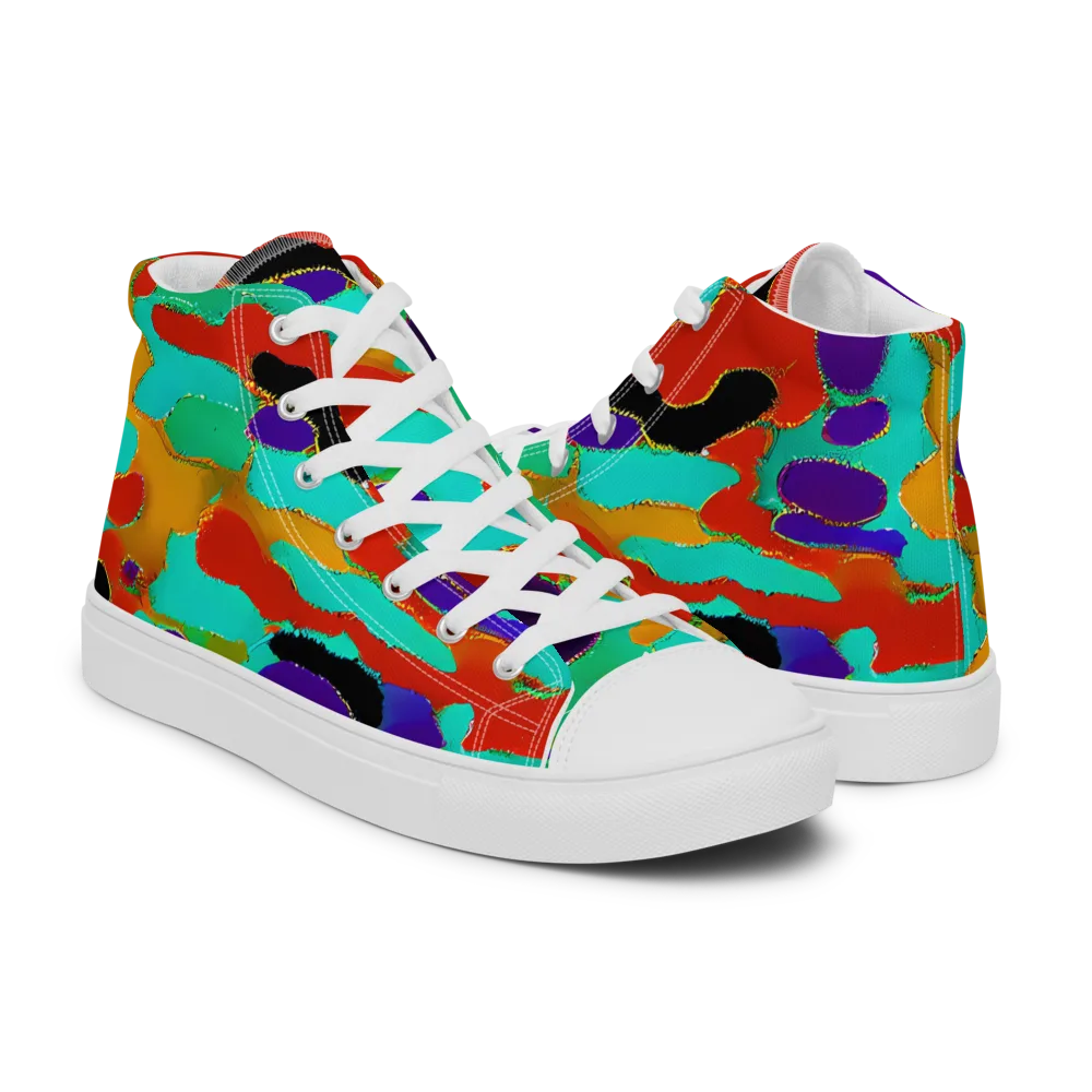 Prismatic Spill on Women's High Top Canvas Shoes — Right