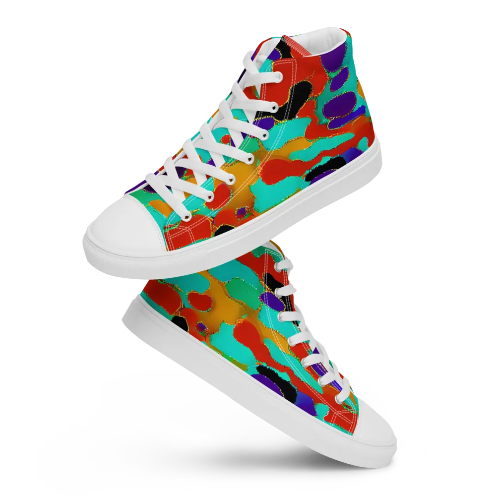 Prismatic Spill on Women's High Top Canvas Shoes — Front