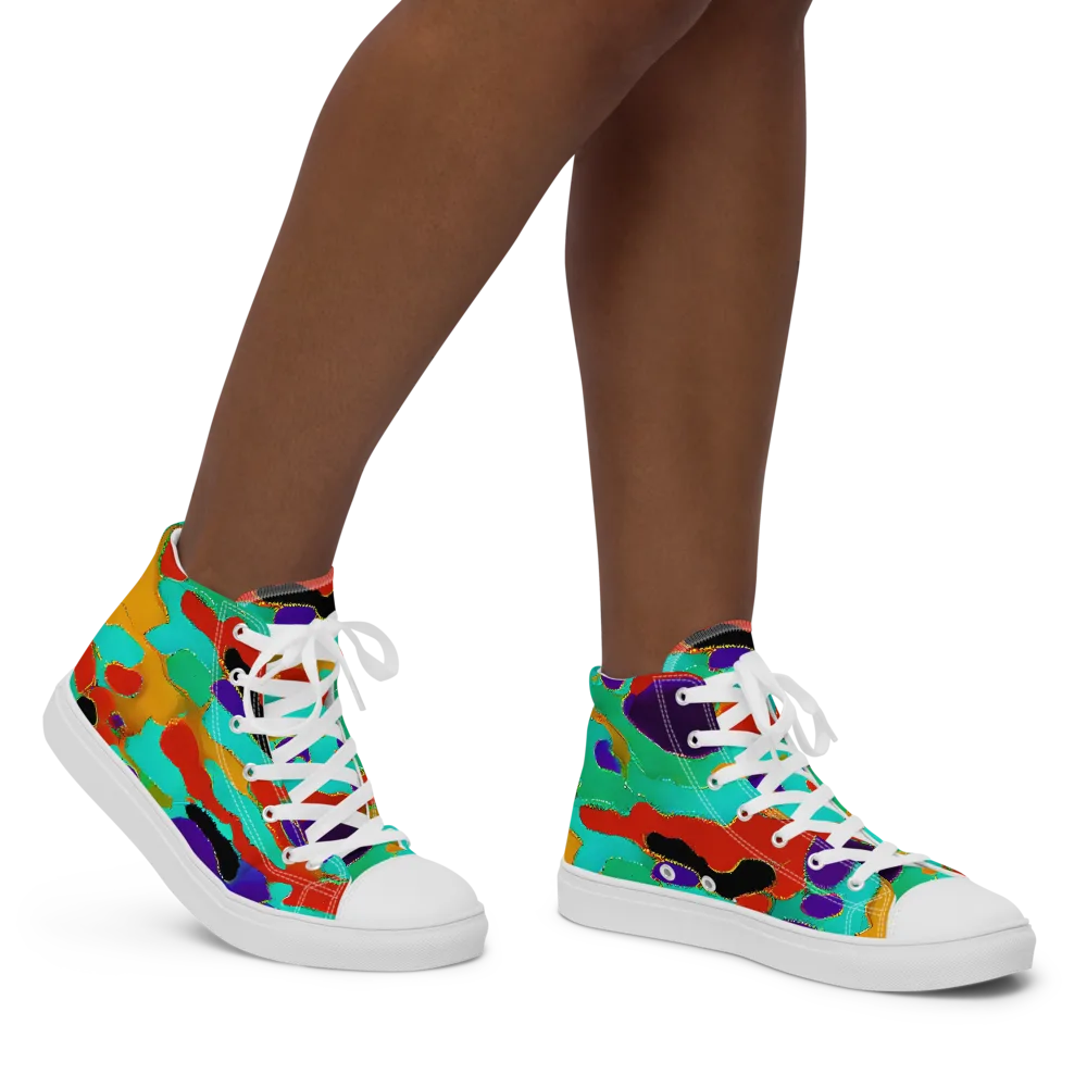 Prismatic Spill on Women's High Top Canvas Shoes — Right