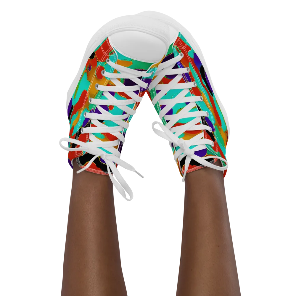 Prismatic Spill on Women's High Top Canvas Shoes — Front