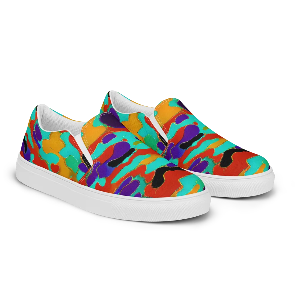 Prismatic Spill on Men's Slip-On Canvas Shoes — Right Front