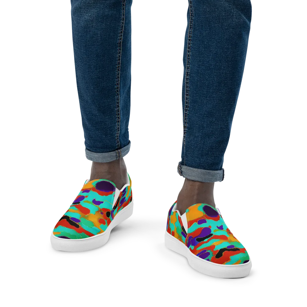 Prismatic Spill on Men's Slip-On Canvas Shoes — Front