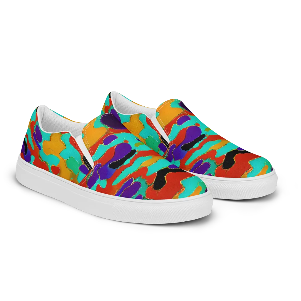 Prismatic Spill on Women's Slip-On Canvas Shoes — Right Front