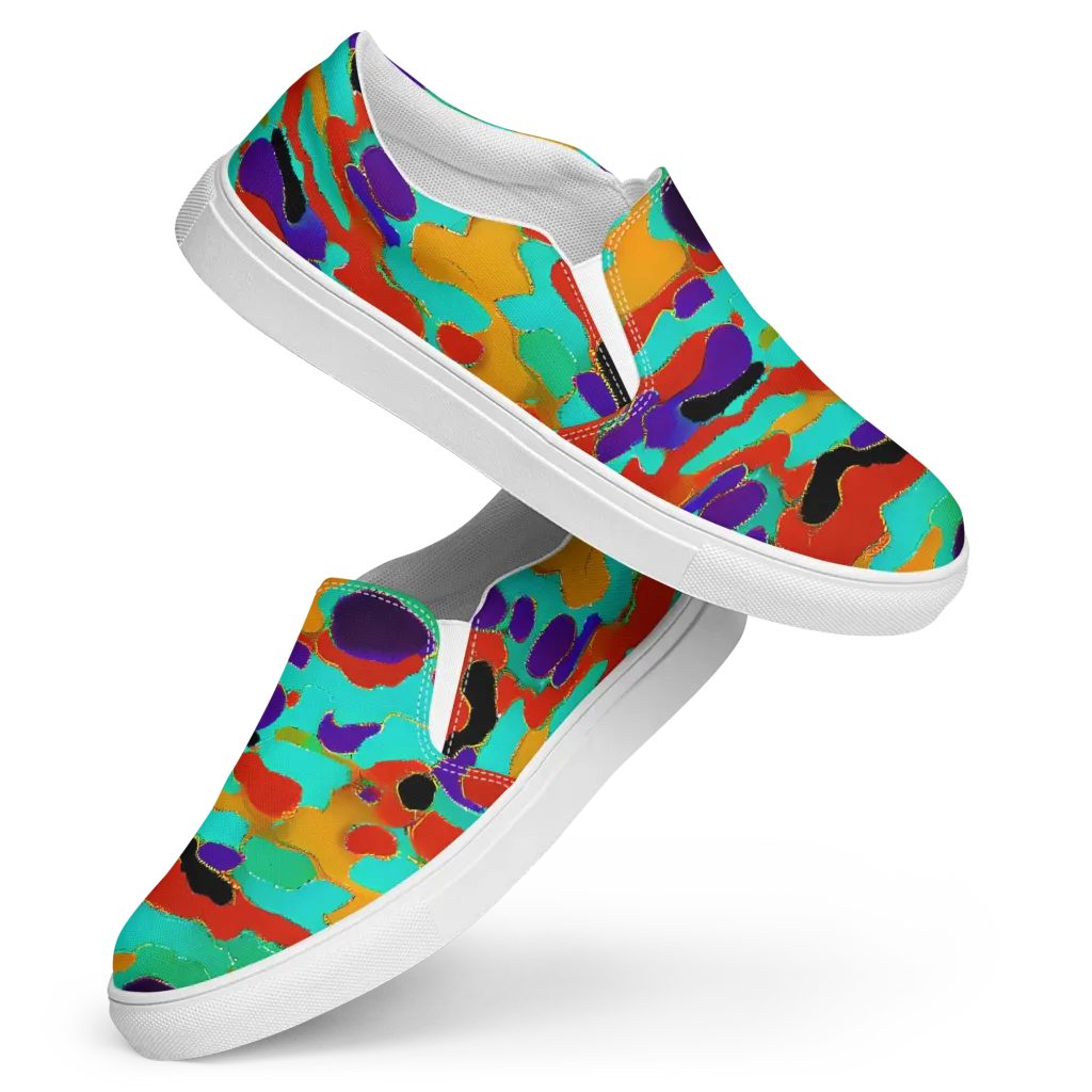 Prismatic Spill on Women's Slip-On Canvas Shoes — Front