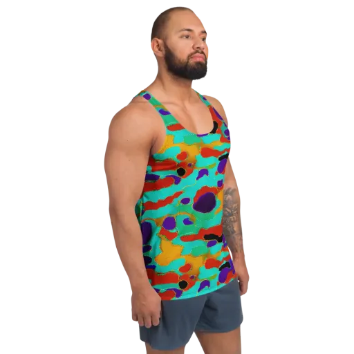 Prismatic Spill on a Men's Tank Top