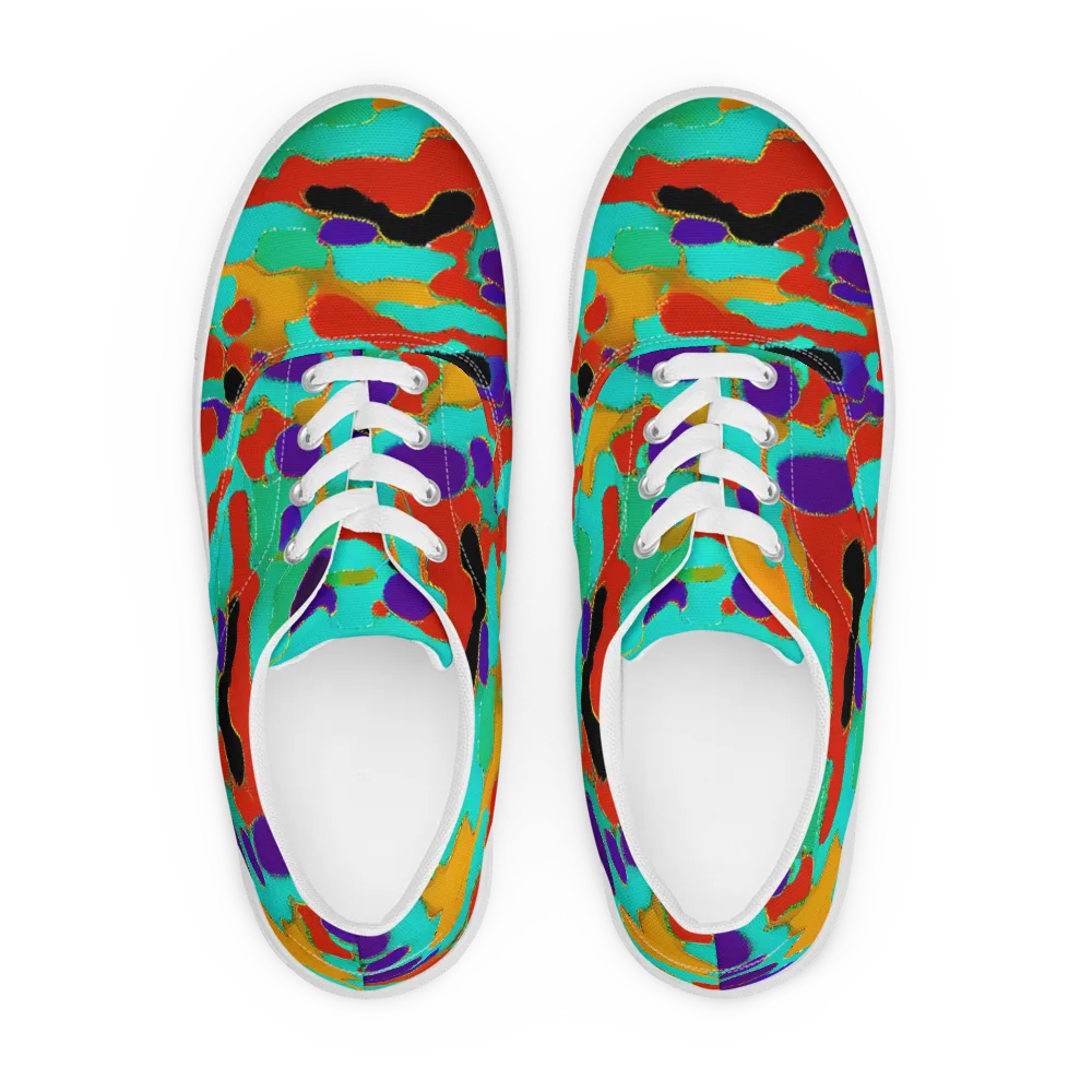 Prismatic Spill on Men's Lace-Up Canvas Shoes — Front