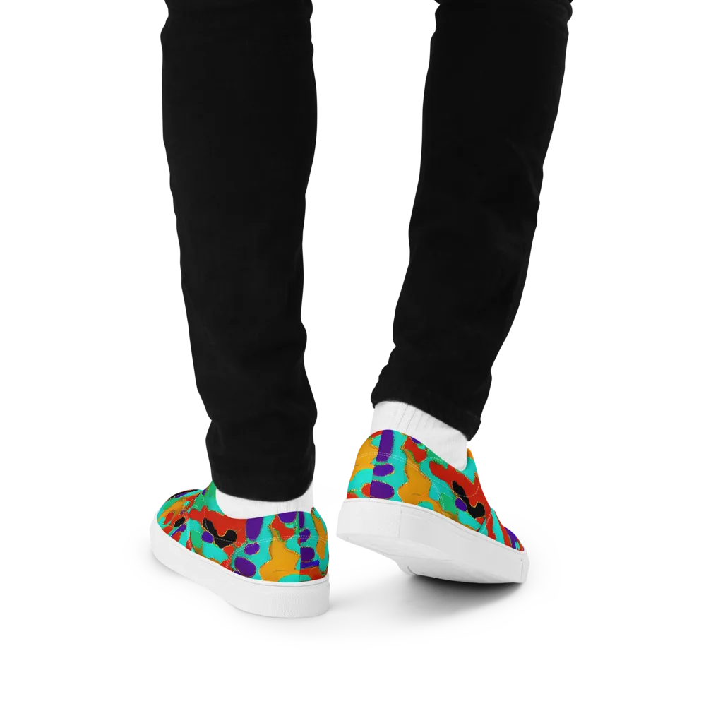 Prismatic Spill on Men's Lace-Up Canvas Shoes — Back