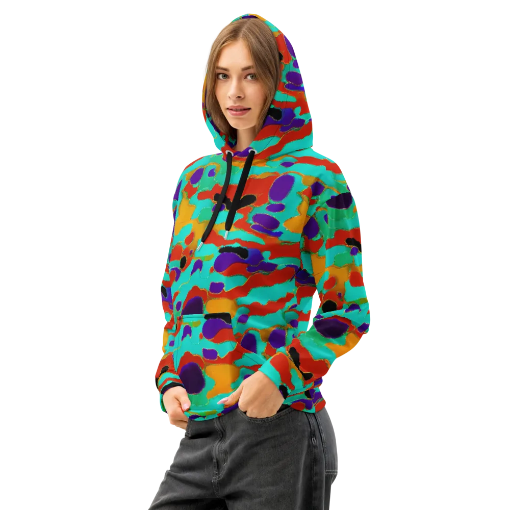 Prismatic Spill on Cotton Hoodie — Left Front