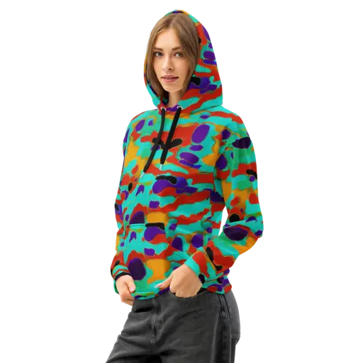 Prismatic Spill on a Cotton Hoodie