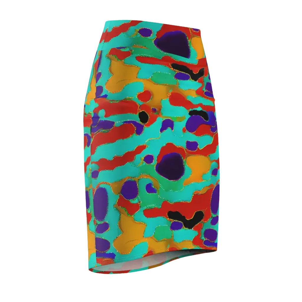 Prismatic Spill on Pencil Skirt — Front Side