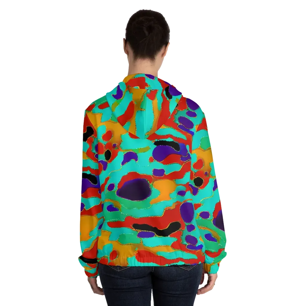 Prismatic Spill on Women's Full-Zip Hoodie — Back On Person