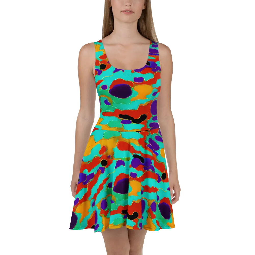 Prismatic Spill on Skater Dress — Front