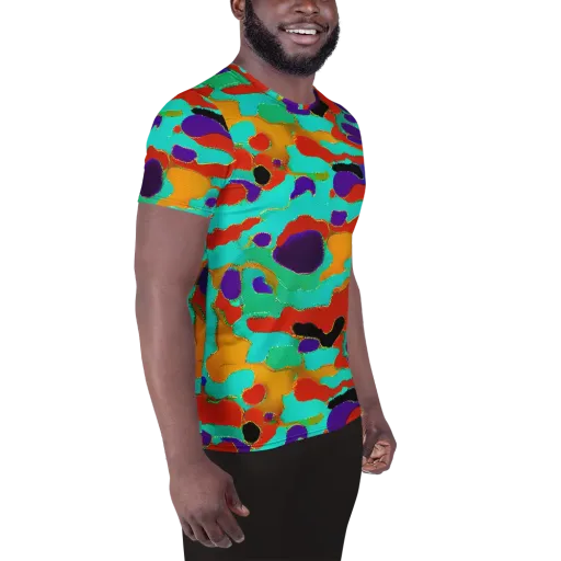 Prismatic Spill on a Men's Athletic T-Shirt