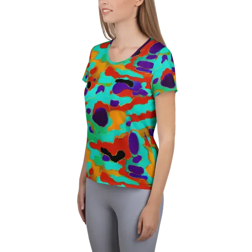 Prismatic Spill on a Women's Athletic T-Shirt