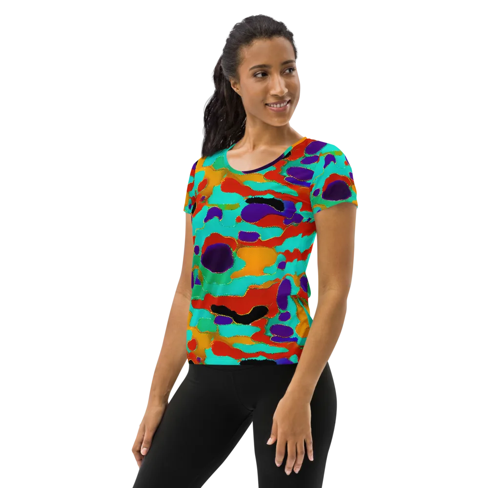 Prismatic Spill on Women's Athletic T-Shirt — Left