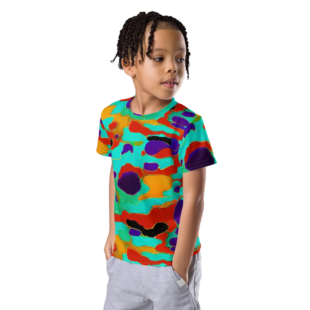 Prismatic Spill on Kids Crew Neck T-Shirt — Left Front