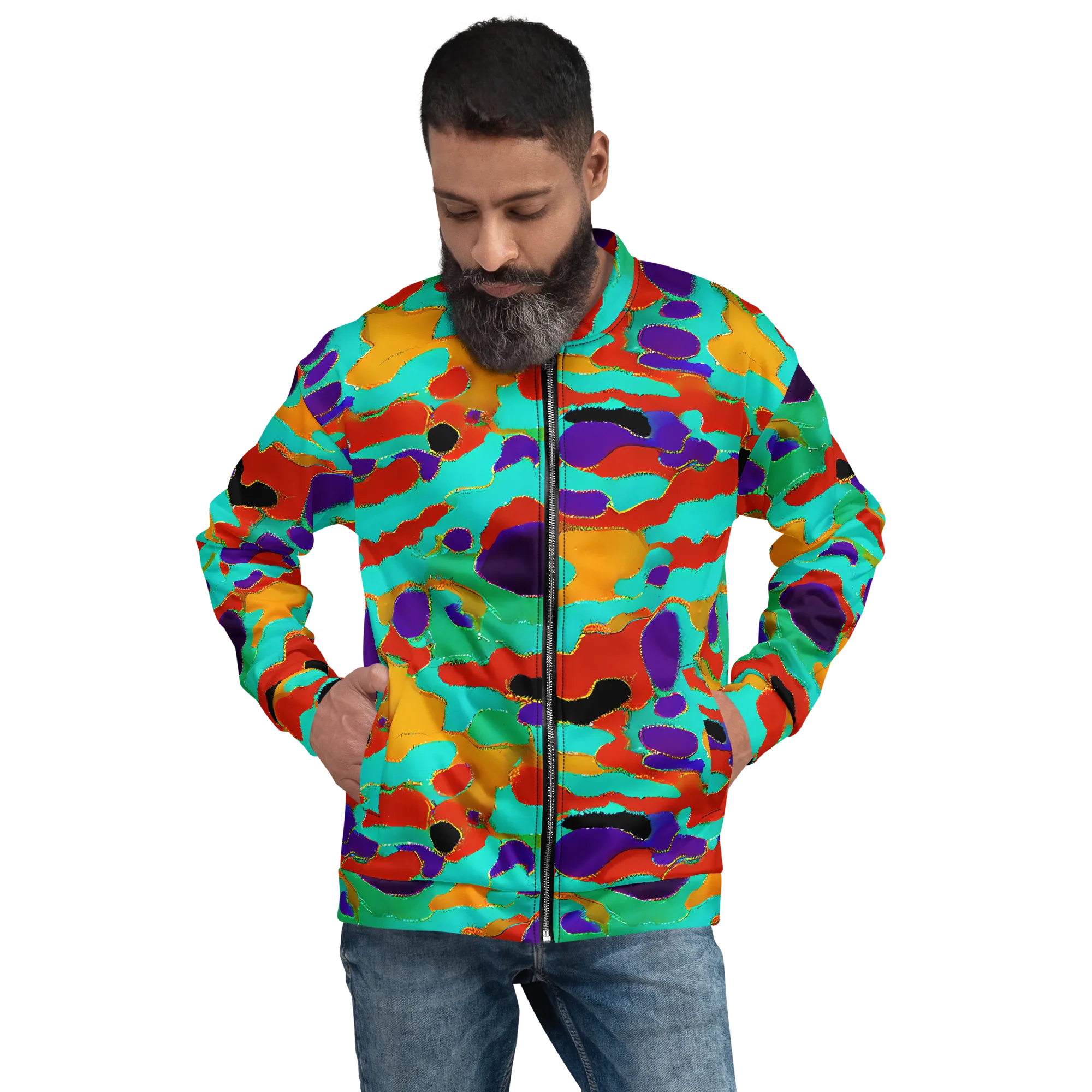 Prismatic Spill on Bomber Jacket — Front