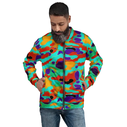 Prismatic Spill on a Bomber Jacket